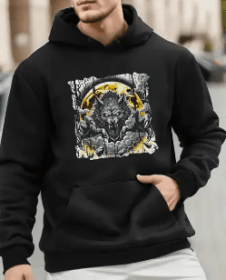 Men's Printed Hoodie (Option: Black-S)