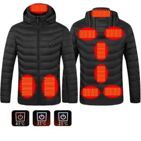 New Heated Jacket Coat USB Electric Jacket Cotton Coat Heater Thermal Clothing Heating Vest Men's Clothes Winter (Option: Black Zone9-S)