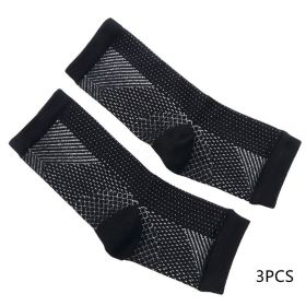 Men Women Anti Fatigue Compression Foot Sleeve Foot Ankle Compression Socks (Option: S M-Black3PCS)