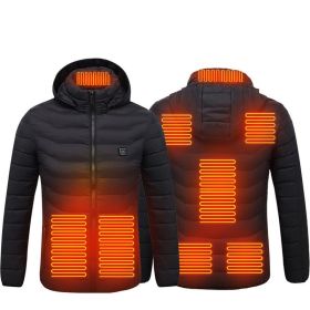 New Heated Jacket Coat USB Electric Jacket Cotton Coat Heater Thermal Clothing Heating Vest Men's Clothes Winter (Option: Black Zone8-S)