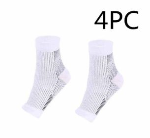 Men Women Anti Fatigue Compression Foot Sleeve Foot Ankle Compression Socks (Option: S M-White 4PC)