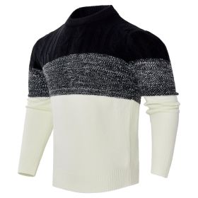 Men's Casual Color Block Long Sleeve Cable Knit Pullover Sweater (Option: Black-S)