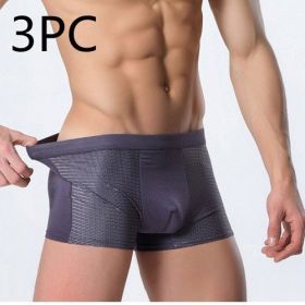 Ice silk men's underwear mesh boxer (Option: 3 pcs Grey-XXXL)