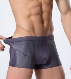 Ice silk men's underwear mesh boxer (Option: Grey-5XL)