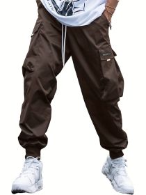 Oversized Cargo Multi-pocket Men's Casual Pants (Option: Dark Brown-L)