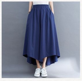 Women's Fashionable Loose Wide-leg Pants Slim Loose Pants (Option: Blue-L)