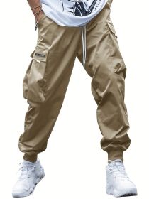 Oversized Cargo Multi-pocket Men's Casual Pants (Option: Khaki-L)