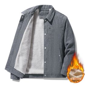 Winter Slim Retro Lapels Thick Corduroy Jacket (Option: Gray-XL)